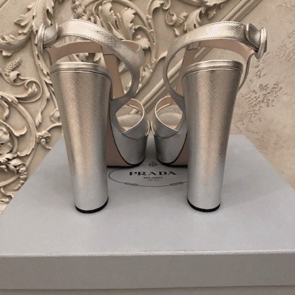 PRADA Silver Sandals Size 41 - Picture 5 of 11